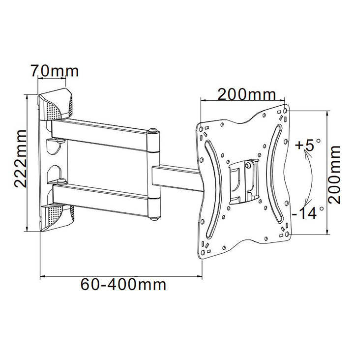Cabletech universele tv-beugel 13"-42" verticaal en horizontaal verstelbaar UCH0214