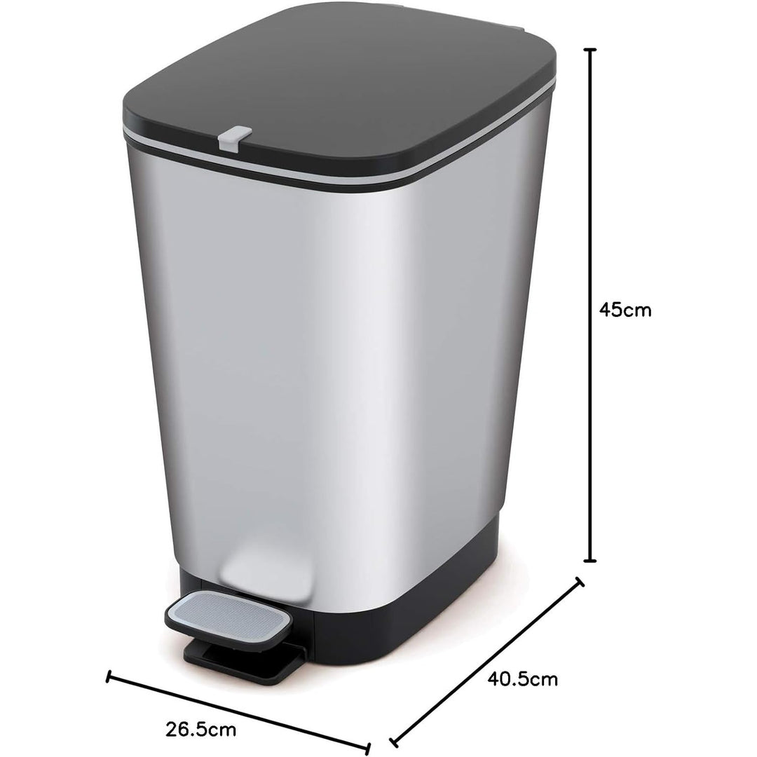 Kis-afvalemmer, met pedaal, rubberen afdichting, gemetalliseerd, 30 liter, Chic