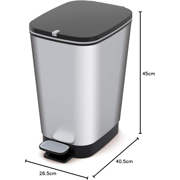 Kis-afvalemmer, met pedaal, rubberen afdichting, gemetalliseerd, 30 liter, Chic