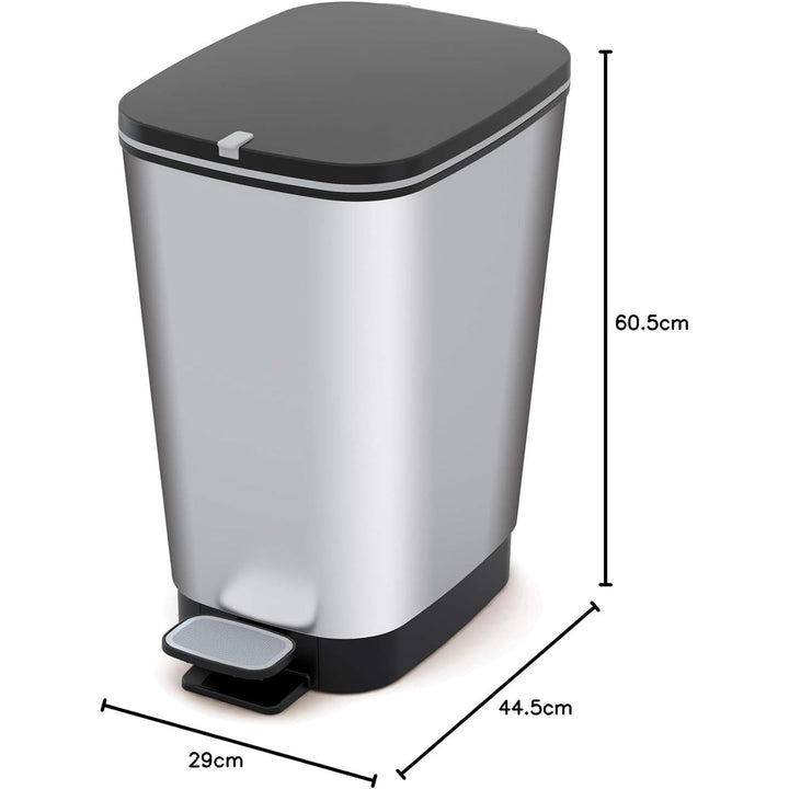 Kis afvalbak, met pedaal, rubberen afdichting, gemetalliseerd, 50 liter, Chic