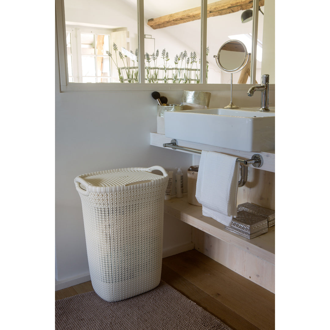 Curver wasmand, opengewerkt ontwerp, 2 handgrepen, 57l, crème, Knit