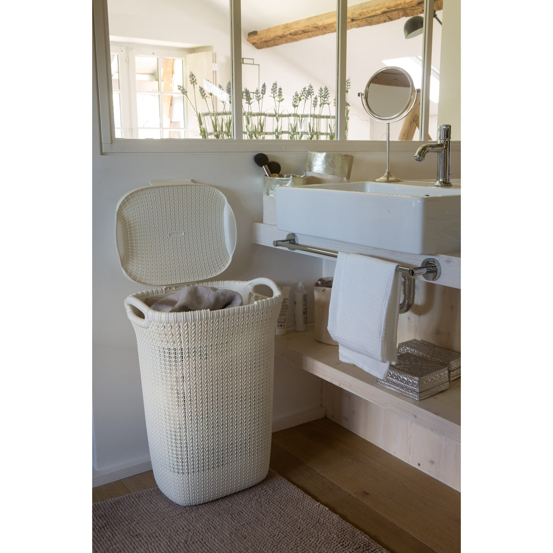 Curver wasmand, opengewerkt ontwerp, 2 handgrepen, 57l, crème, Knit