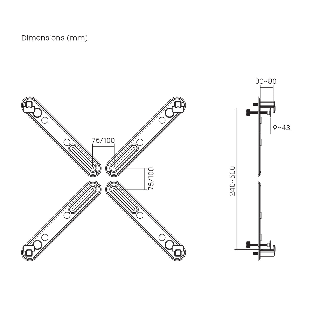 Adapter voor schermen zonder gaten in VESA-standaard Maclean, zwart, 17"-32", 10kg max, MC-990