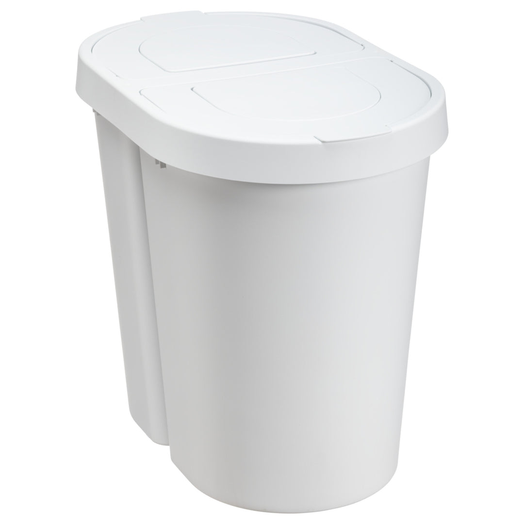 Plast Team afvalbak, scharnierend deksel, dubbel, wit, 2 x 25 l, Seattle Swing
