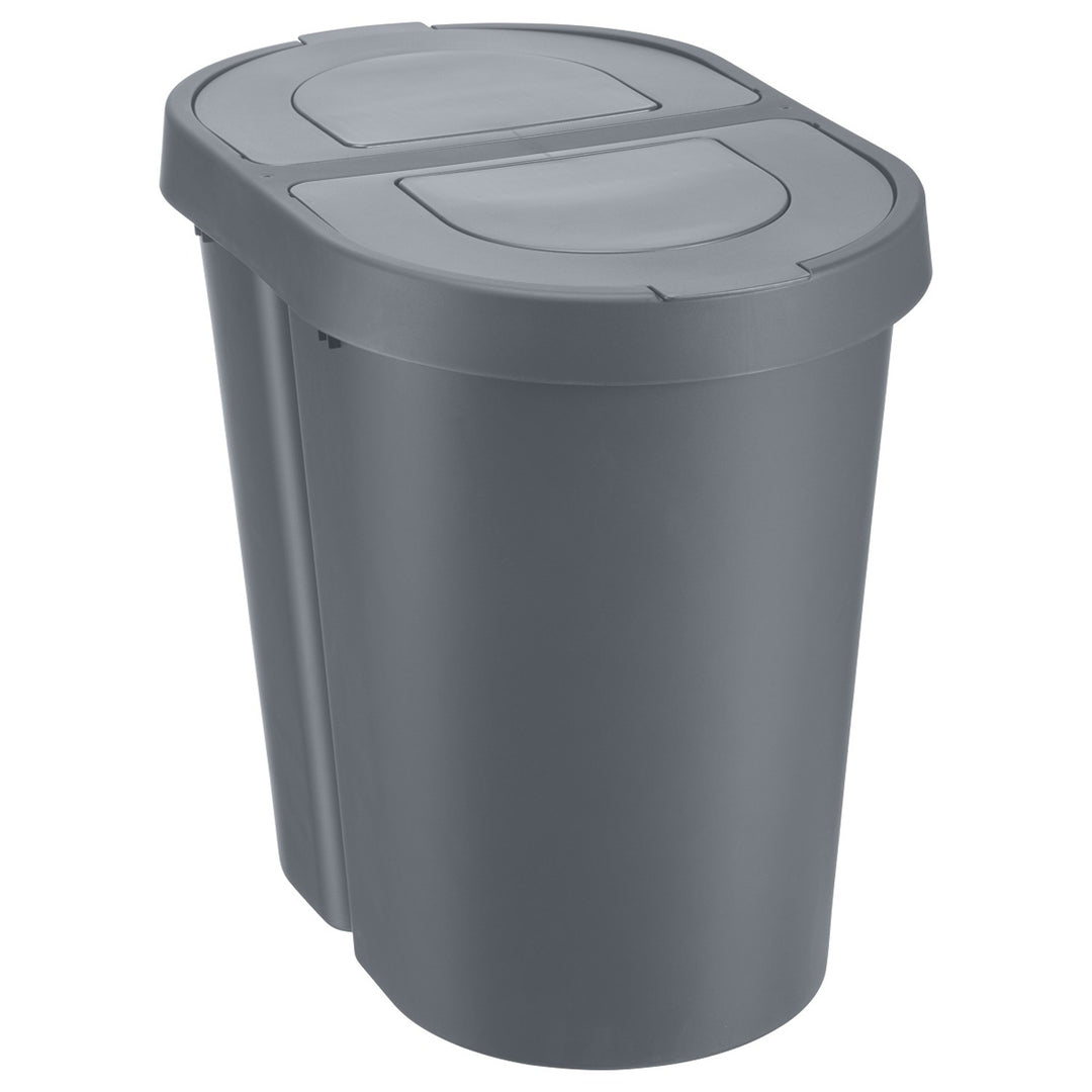 Plast Team afvalbak, scharnierend deksel, dubbel, grijs, 2 x 25 l, Seattle Swing