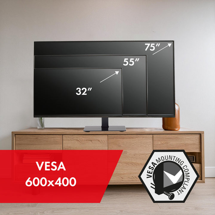 Maclean MC-386 - TV-beugel 32-75" - Universele TV-standaard voor RTV-kaststandaard - max 40kg - VESA 600x400