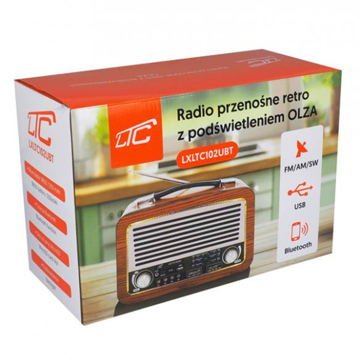 LTC draagbare radio, telescopische antenne, Bluetooth, FM/AM/SW, Olza Retro