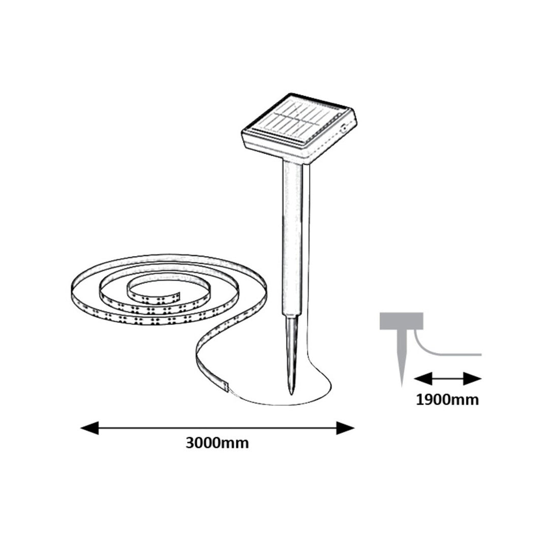 Rabalux solarlamp, buitenstrip, LED, IP44, 300 cm, Ansoo