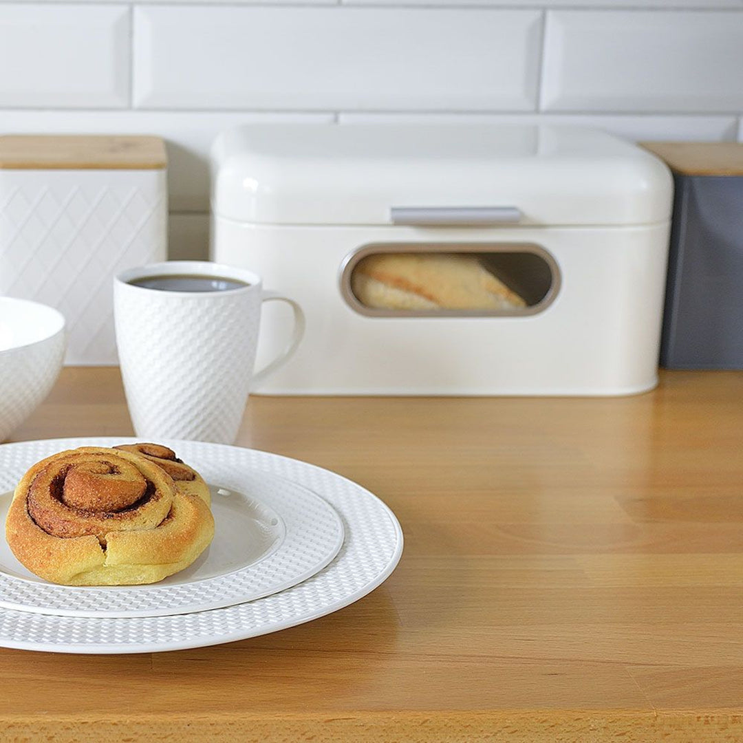 Ambition broodbrood, staal, wit, met glas, 30 cm, Nordic