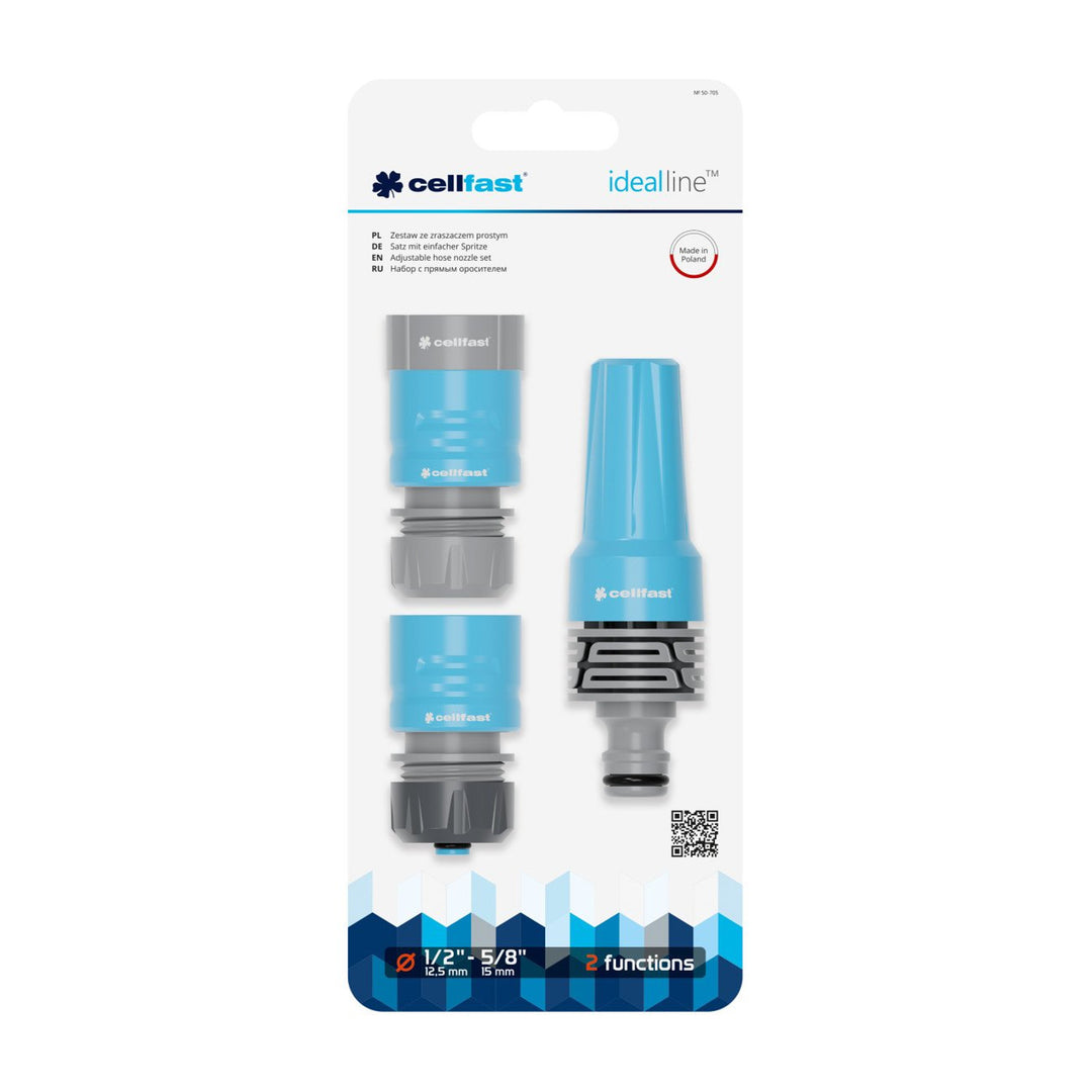 Cellfast kit, rechte sproeier, 1/2'' snelkoppeling, Ideaal