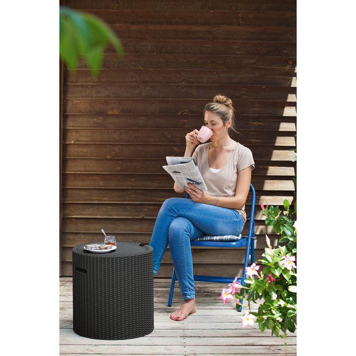 Keter tafel, met opbergruimte, zitting, antraciet, Cool Stool