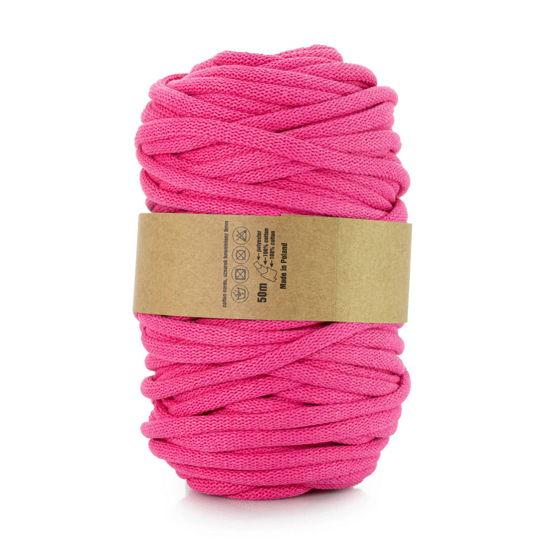 WAS, katoenen koord met polyester kern, gevlochten, 9 mm, 50 m, fuchsia