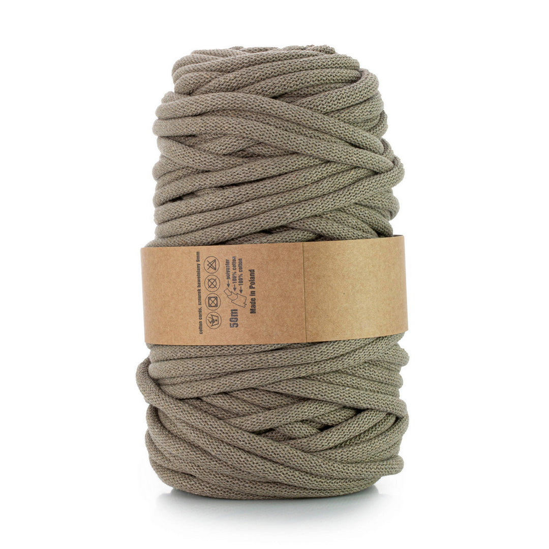 WAS, katoenen koord met polyester kern, gevlochten, 9 mm, 50 m, donkerbeige