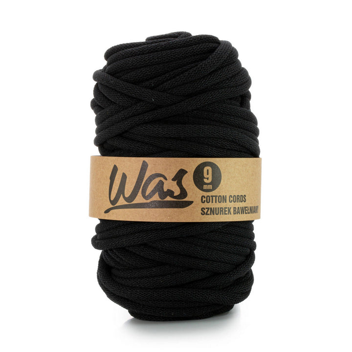 WAS, katoenen koord met polyester kern, gevlochten, 9 mm, 50 m, zwart