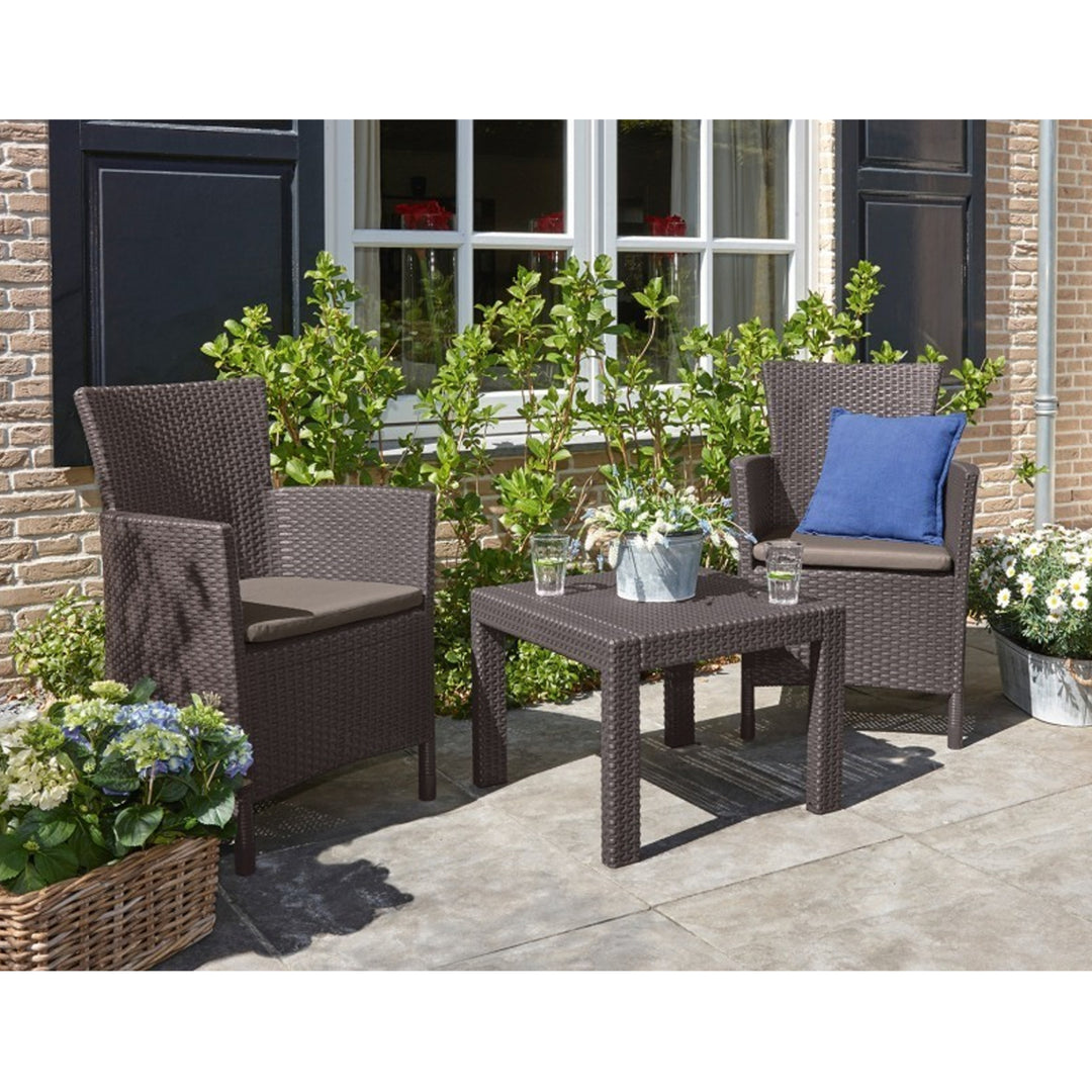 Keter tuinmeubelset, twee fauteuils, tafel, bruin-beige, Rosario Balkonset