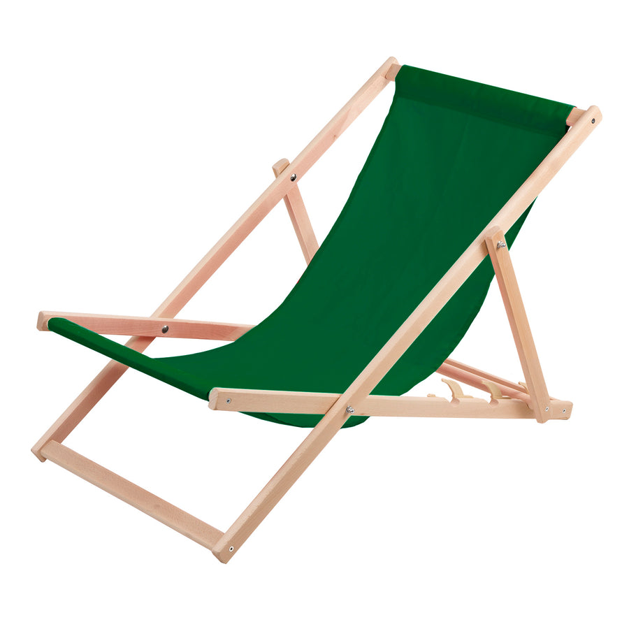 2 comfortabele houten ligstoelen, groen, ideaal voor het strand, balkon, terras