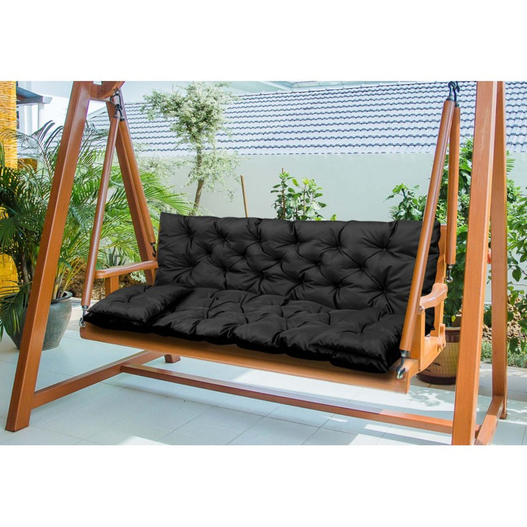 Tuinkussens set - Bankkussen 100x60x50cm en 2 klein kussen 42 x 42 cm - Schommelbank kussen - Zwart