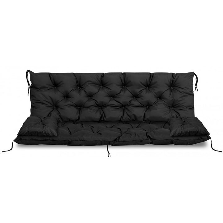 Tuinset zwart 150x60x50cm + 2 kussens 42 x 42 cm
