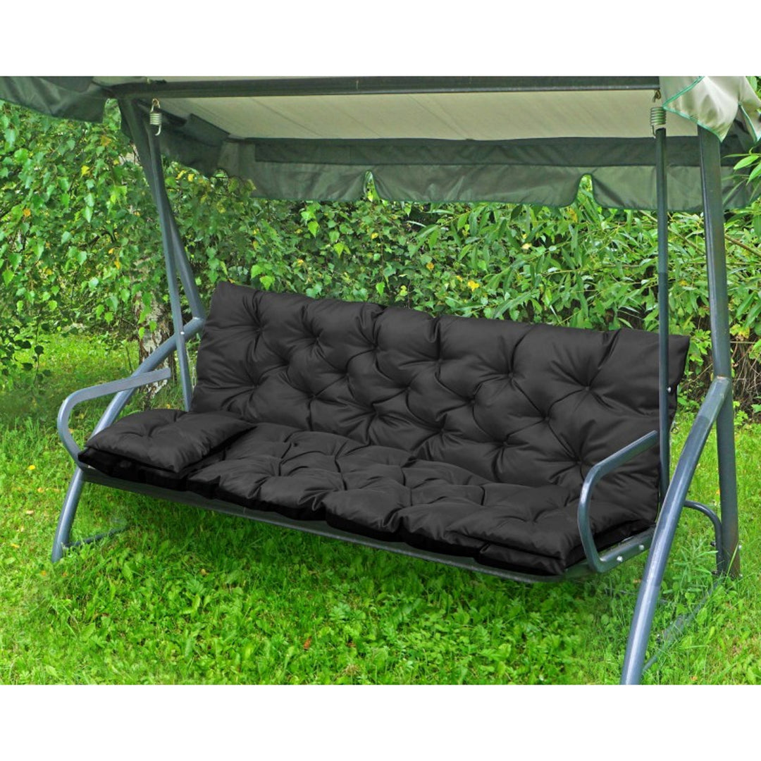Tuinset zwart 150x60x50cm + 2 kussens 42 x 42 cm