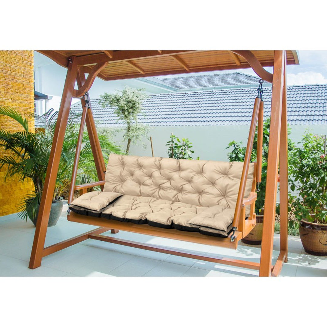 Tuinkussens set - Bankkussen 100x60x50cm en 2 klein kussen 42 x 42 cm - Schommelbank kussen - Beige