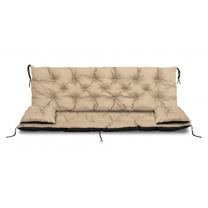 Tuinkussens set - Bankkussen 120x60x50cm en 2 klein kussen 42 x 42 cm - Schommelbank kussen - Beige