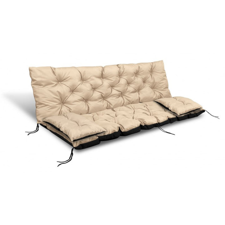 Tuinkussens set - Bankkussen 120x60x50cm en 2 klein kussen 42 x 42 cm - Schommelbank kussen - Beige