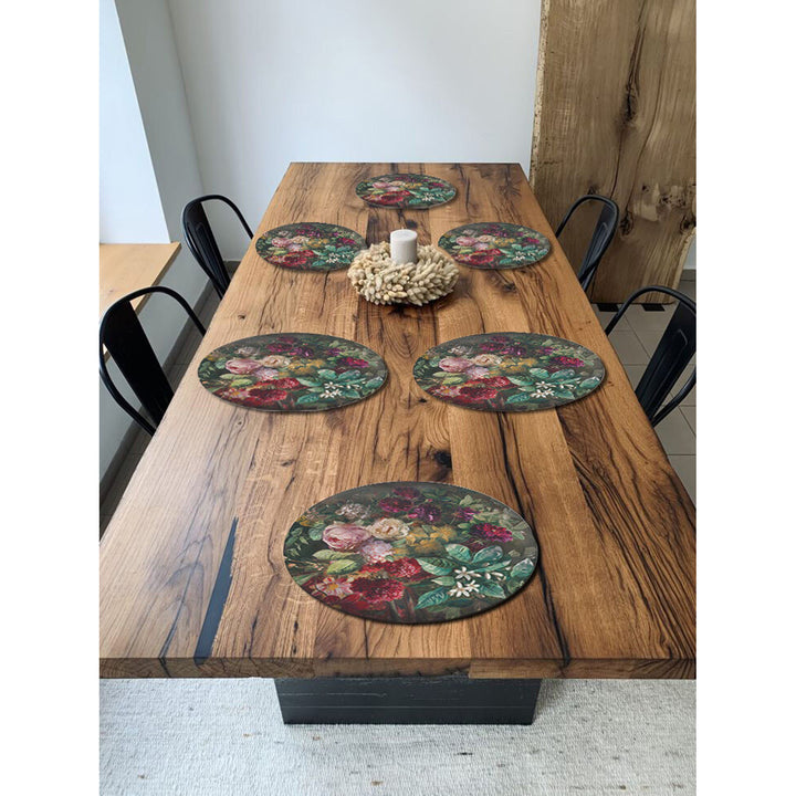 Bertoni tafelmattenset, 6 stuks, rond, 33 cm, Bouquet
