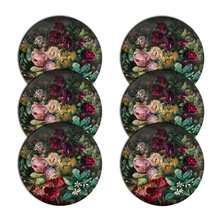 Bertoni tafelmattenset, 6 stuks, rond, 33 cm, Bouquet
