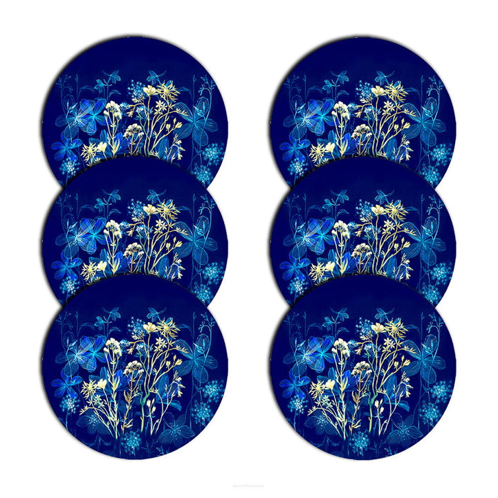 Bertoni tafelmattenset, 6 stuks, rond, 33 cm, Midnight