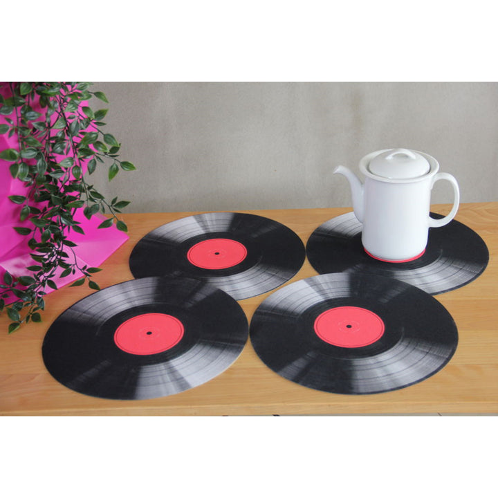 Bertoni tafelmattenset, 4 stuks, rond, 33 cm, Vinyl