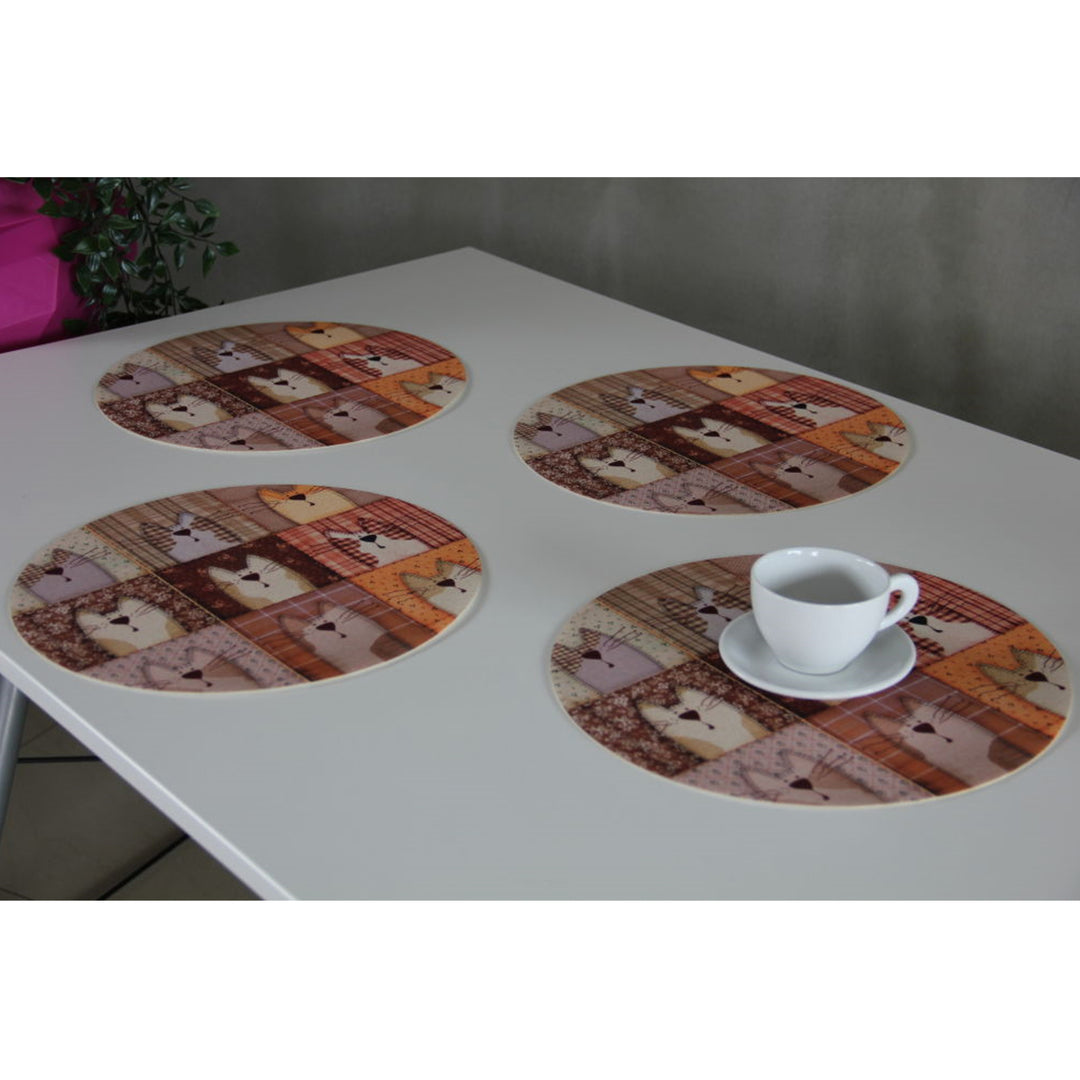Bertoni tafelmattenset, 4 stuks, rond, 33 cm, Pexeso Beige