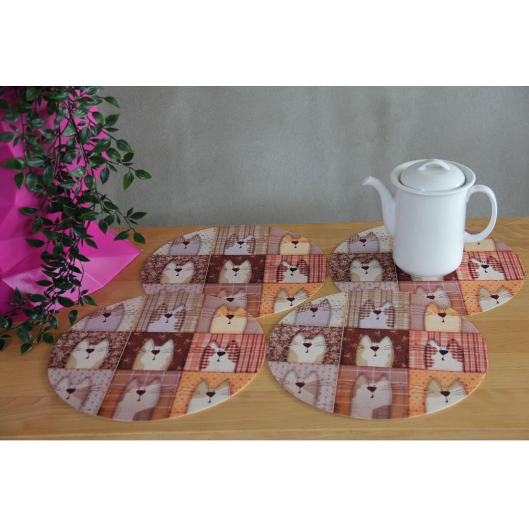 Bertoni tafelmattenset, 4 stuks, rond, 33 cm, Pexeso Beige