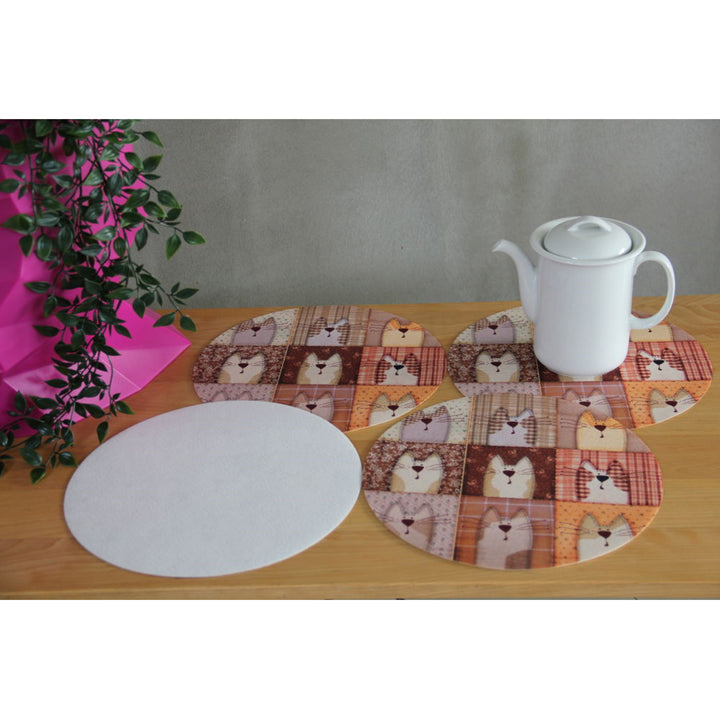 Bertoni tafelmattenset, 4 stuks, rond, 33 cm, Pexeso Beige