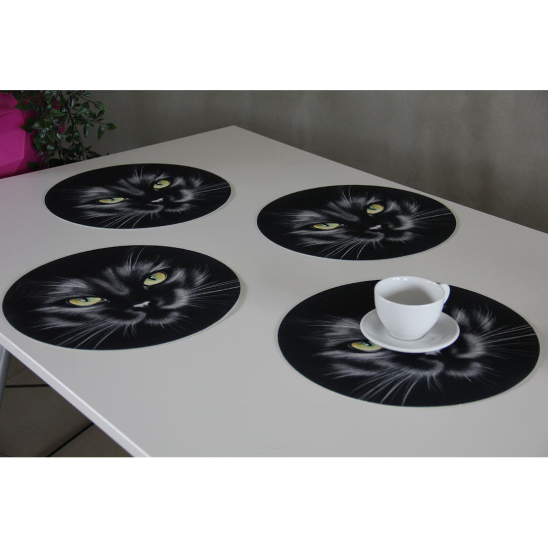 Bertoni tafelmattenset, 4 stuks, rond, 33 cm, Nero