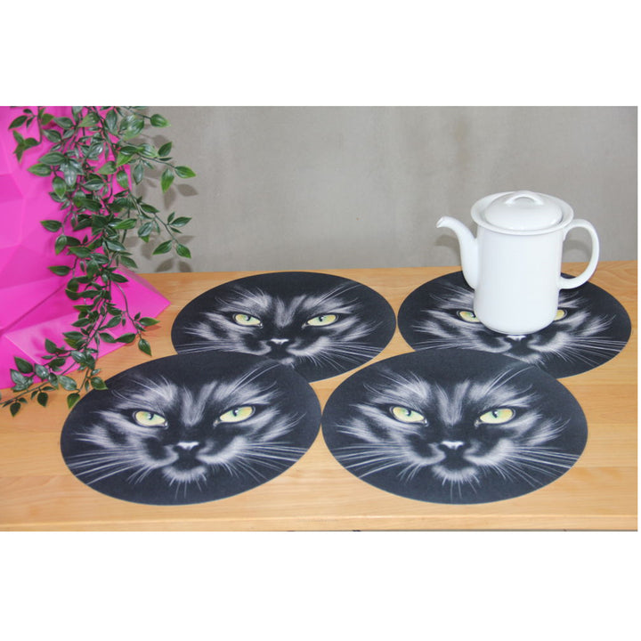 Bertoni tafelmattenset, 4 stuks, rond, 33 cm, Nero