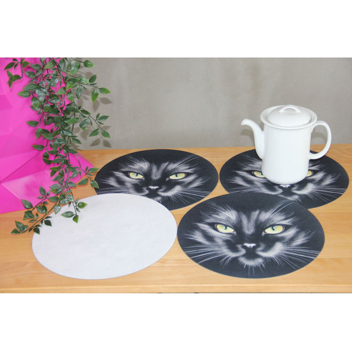Bertoni tafelmattenset, 4 stuks, rond, 33 cm, Nero