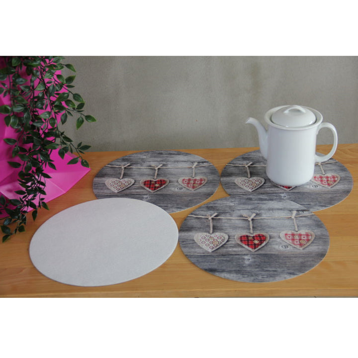 Bertoni tafelmattenset, 4 stuks, rond, 33 cm, Harten