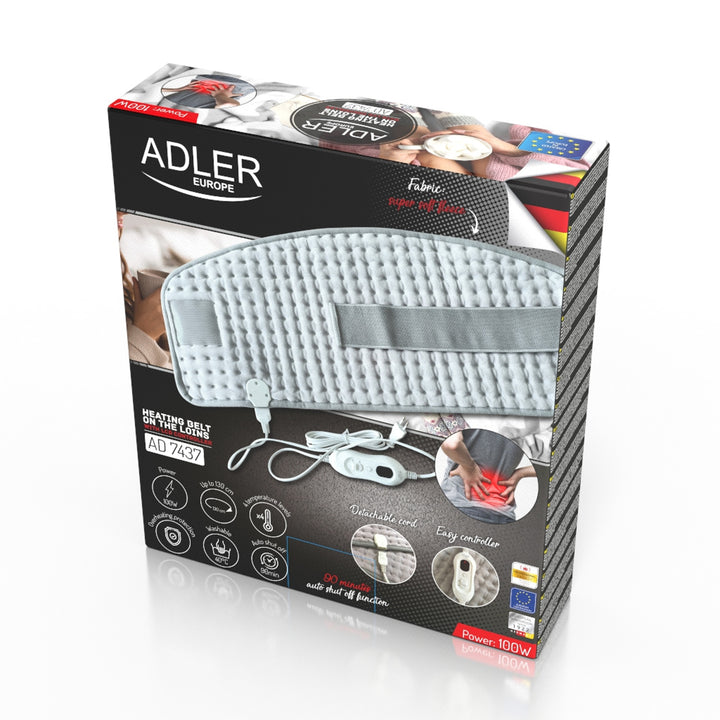 Adler lendenverwarmingsgordel, 4 temperatuurinstellingen, vermogen 100W, LCD-afstandsbediening, AD 7437