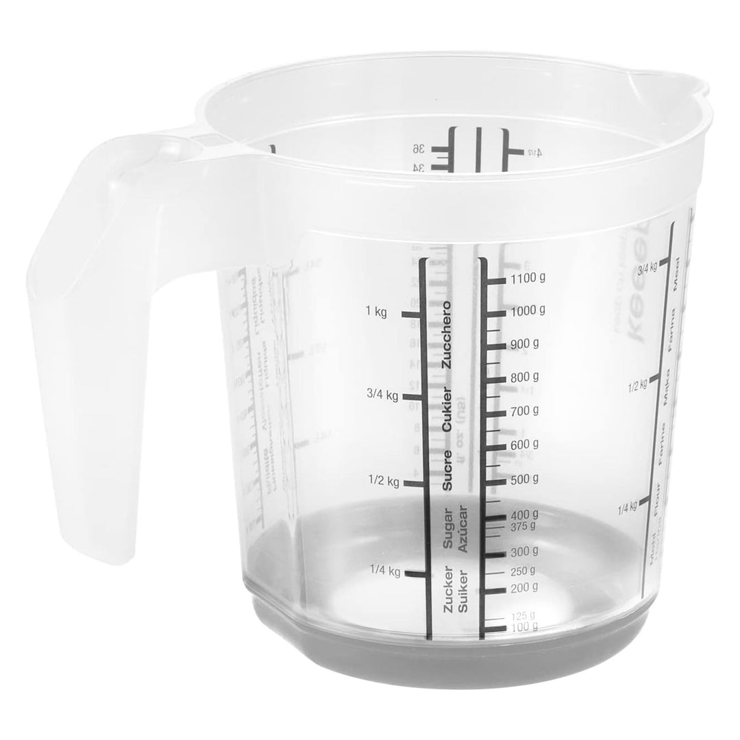 Keeeper maatbeker, antislip, met handvat, 1l, nordic grijs, Masimmo