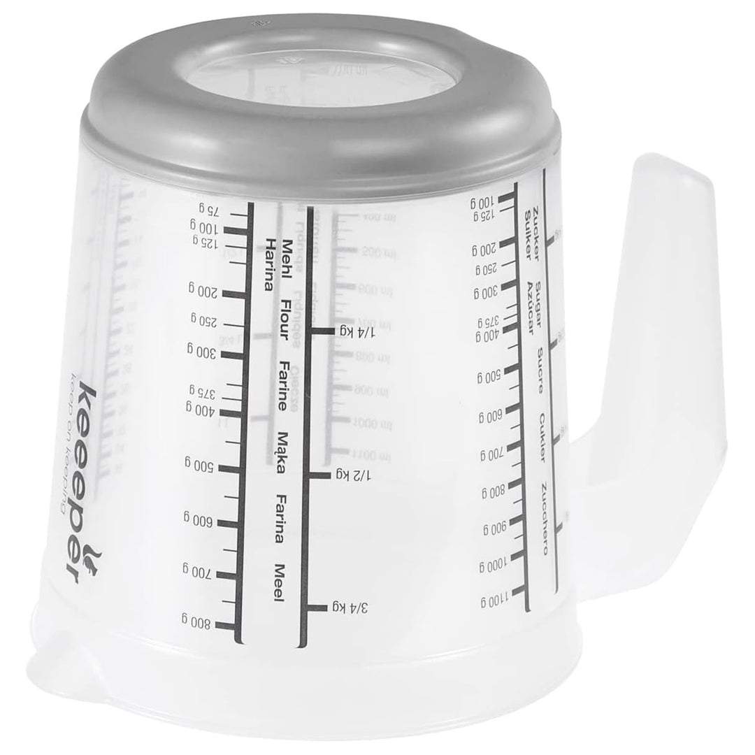 Keeeper maatbeker, antislip, met handvat, 1l, nordic grijs, Masimmo