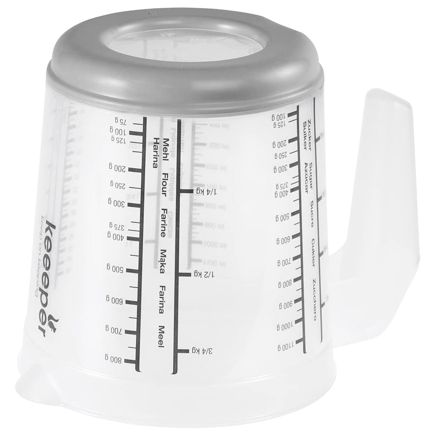 Keeeper maatbeker, antislip, met handvat, 1l, nordic grijs, Masimmo