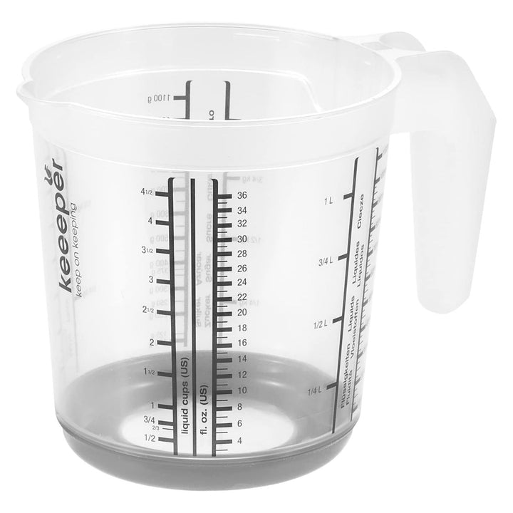 Keeeper maatbeker, antislip, met handvat, 1l, nordic grijs, Masimmo