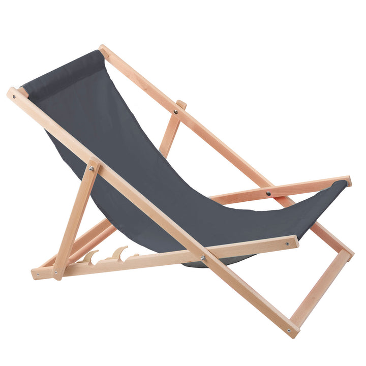 Woodok beukenhouten ligstoel, grijs, ideaal voor strand, balkon, terras