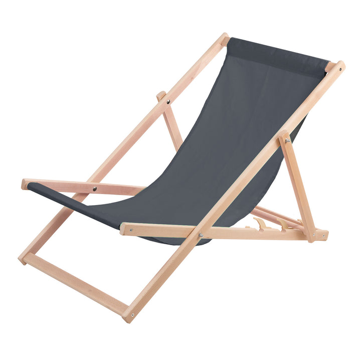 Woodok beukenhouten ligstoel, grijs, ideaal voor strand, balkon, terras