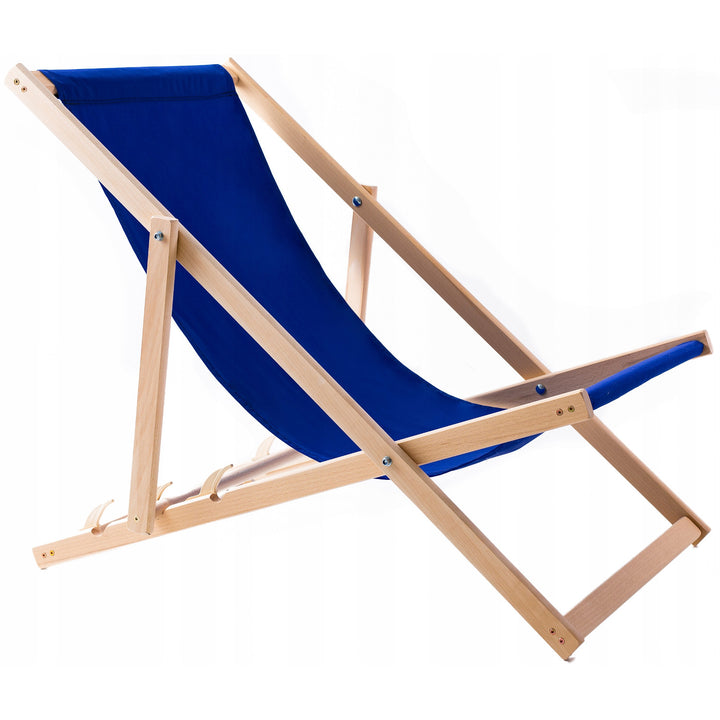 Woodok beukenhouten ligstoel, blauw, ideaal voor strand, balkon, terras