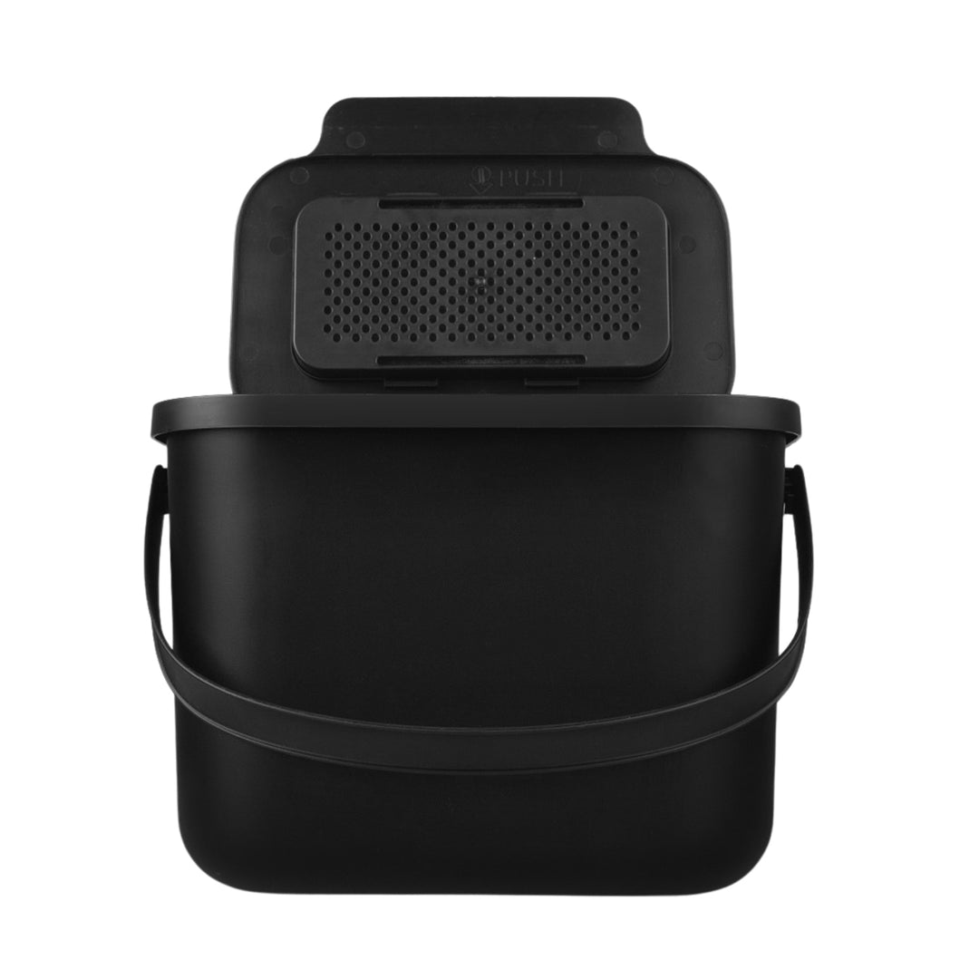 Practic Mini Bini - Afvalbak 6L - met deksel en handvat voor de keuken - BPA-vrij - Zwart - 17cm x 24.5cm x 19cm