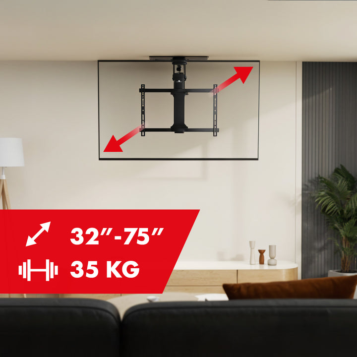 Maclean - Elektrische TV-beugel voor plafondmontage - TUYA ondersteuning, max VESA 600x400, 90st zwenkbaar, 32"-75", 35kg, MC-490