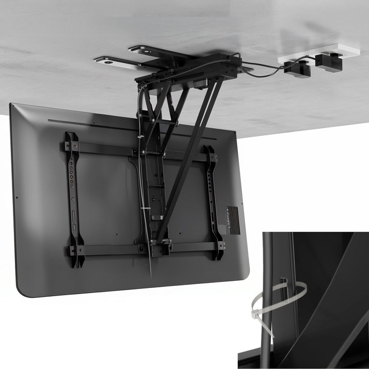 Maclean - Elektrische TV-beugel voor plafondmontage - TUYA ondersteuning, max VESA 600x400, 90st zwenkbaar, 32"-75", 35kg, MC-490