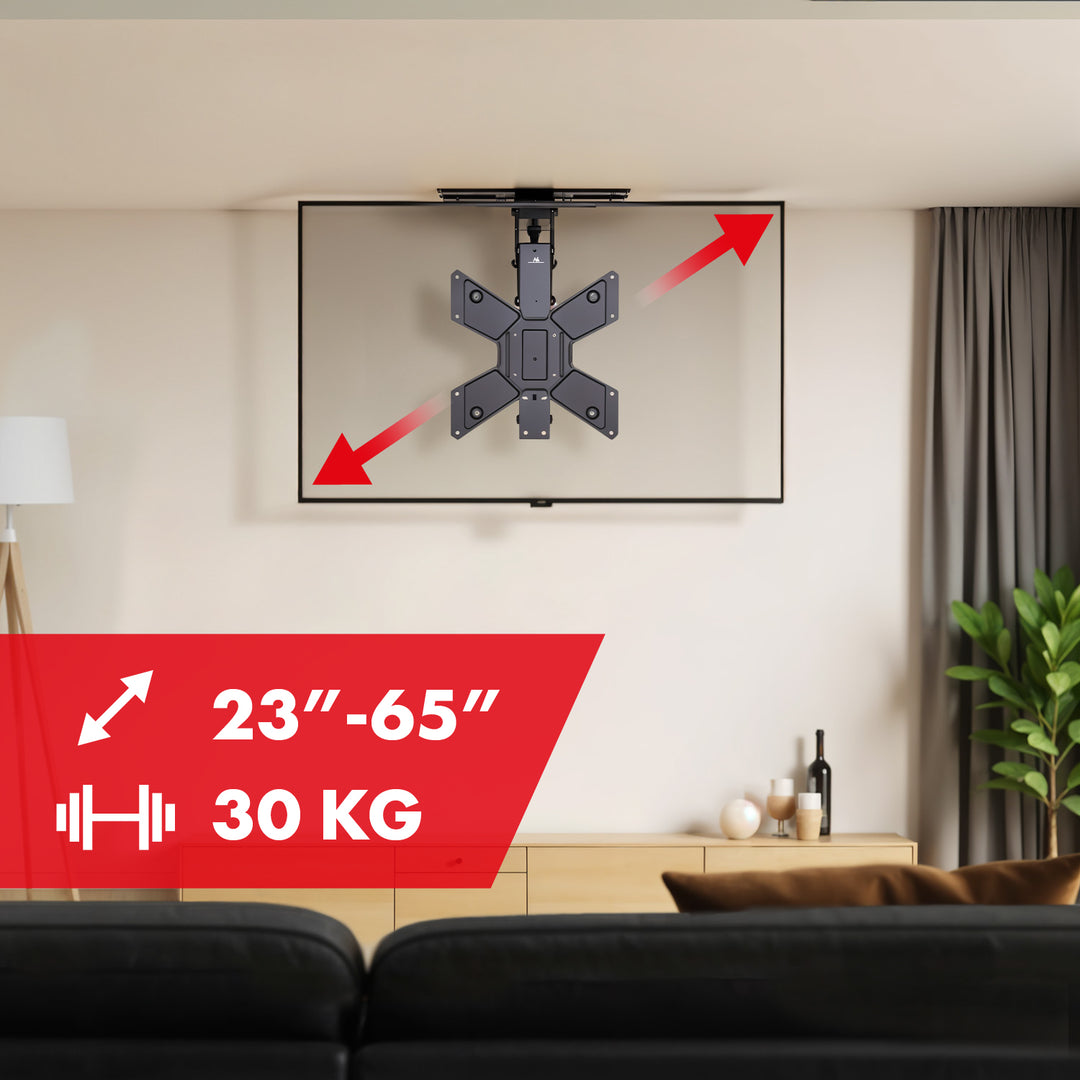 Maclean - Elektrische TV-beugel voor plafondmontage - TUYA ondersteuning, max VESA 600x400, 90st zwenkbaar, 23"-65", 30kg, MC-491