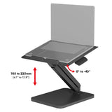 Maclean bureaustandaard voor monitor of laptop, gasveer, voor staand en zittend gebruik, zwart, MC-493